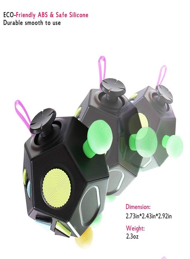 UOOEFUN Fidget Toys,Quality Dodecagon 12 Sided Cube Toys Relief Stress Anxiety and Depression Anti ADD, ADHD, OCD, Autism Boys Girls (Black & Mix Colors) - Image 2